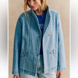 NWOT Sezane Kalvin Coat in Color Bleach Organic Cotton Sz 2